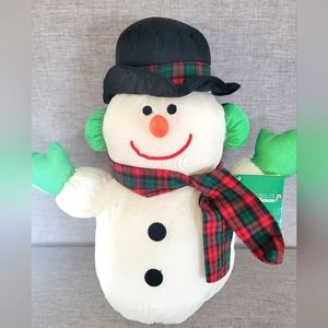 Vintage Nylon Snowman Plush Soft Adorable
